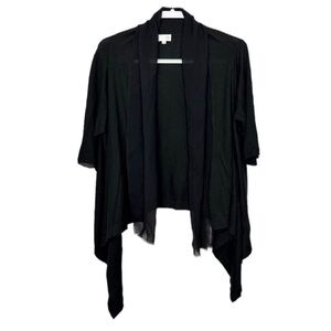 TSE Black Silk Cashmere Asymmetrical Open Cardigan